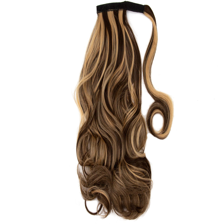 JBEXTESION LONG CURLY PONYTAIL with HIGHLINES Heat Resistant Wrap Around Ponytail 27 INCH
