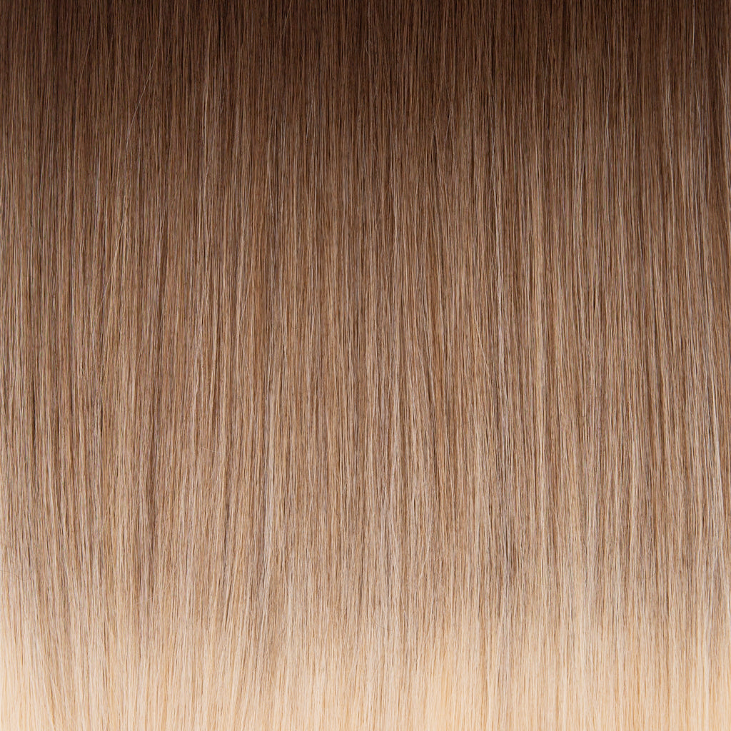 27" Straight Ponytail Clip-in Blonde Balayage