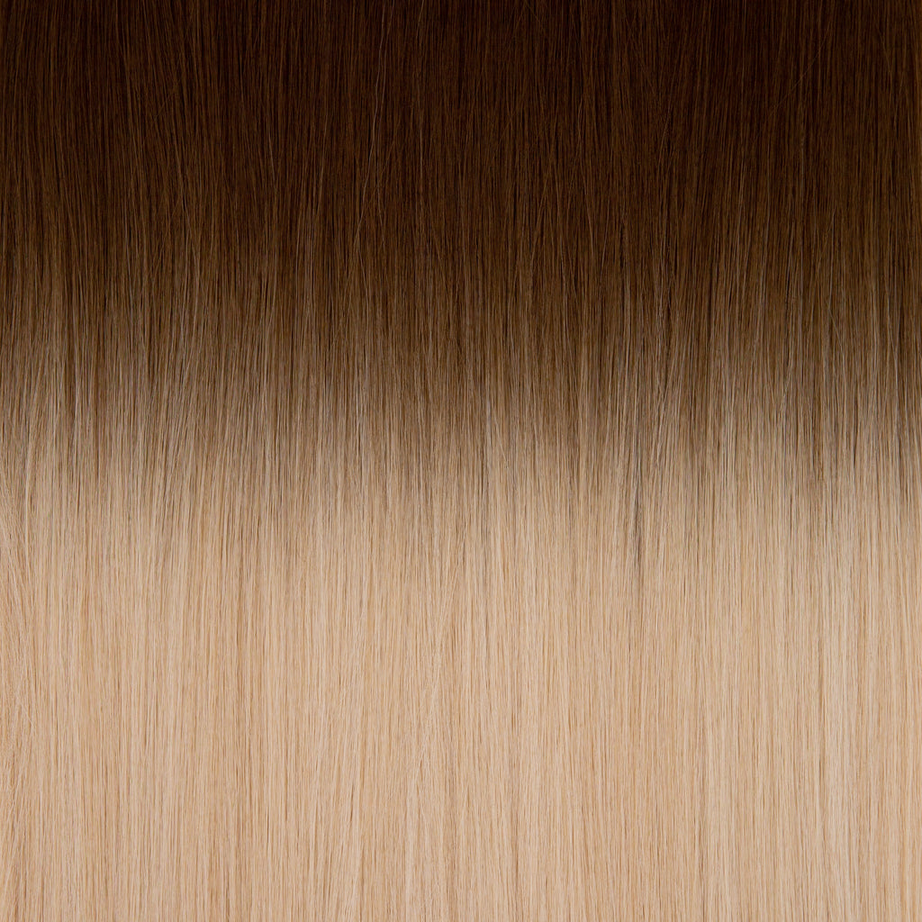 27" Straight Ponytail Clip-in Blonde Balayage